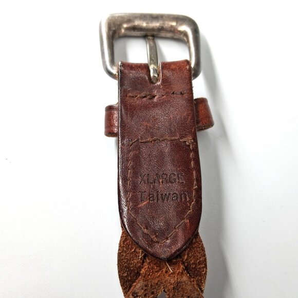 Vintage Genuine Leather Braided Belt Brown Western Distressed 1 Inch Wide XL 48 - Picture 10 of 11